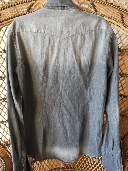 Chemise Denim Takeshy Kurosawa Avec Patches - Taille XL, Grise, Occasion Rare