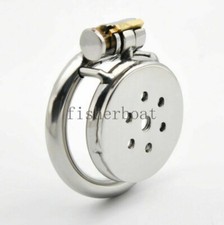 Male Chastity Lock Device Flat Chastity Cage Tube Spiked Ring Stainless Steel