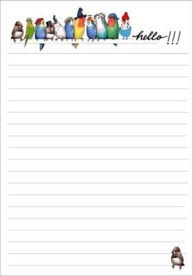 Party Hello Budgies - Letter Writing Paper - 20 pages - Premium 100gsm paper