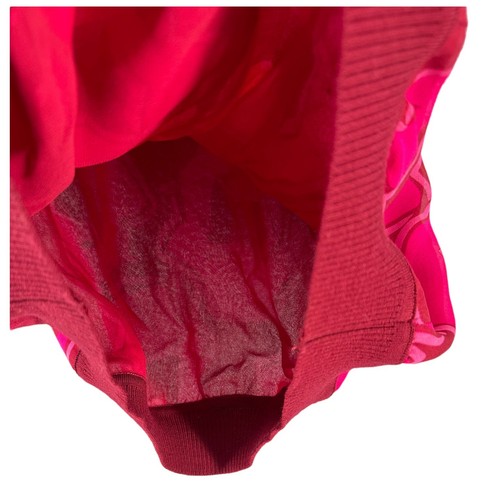 Diane Von Furstenberg Dark Bright Pink Women’s Short Sleeve Shirt, Size 4 Sheer - Picture 4 of 15