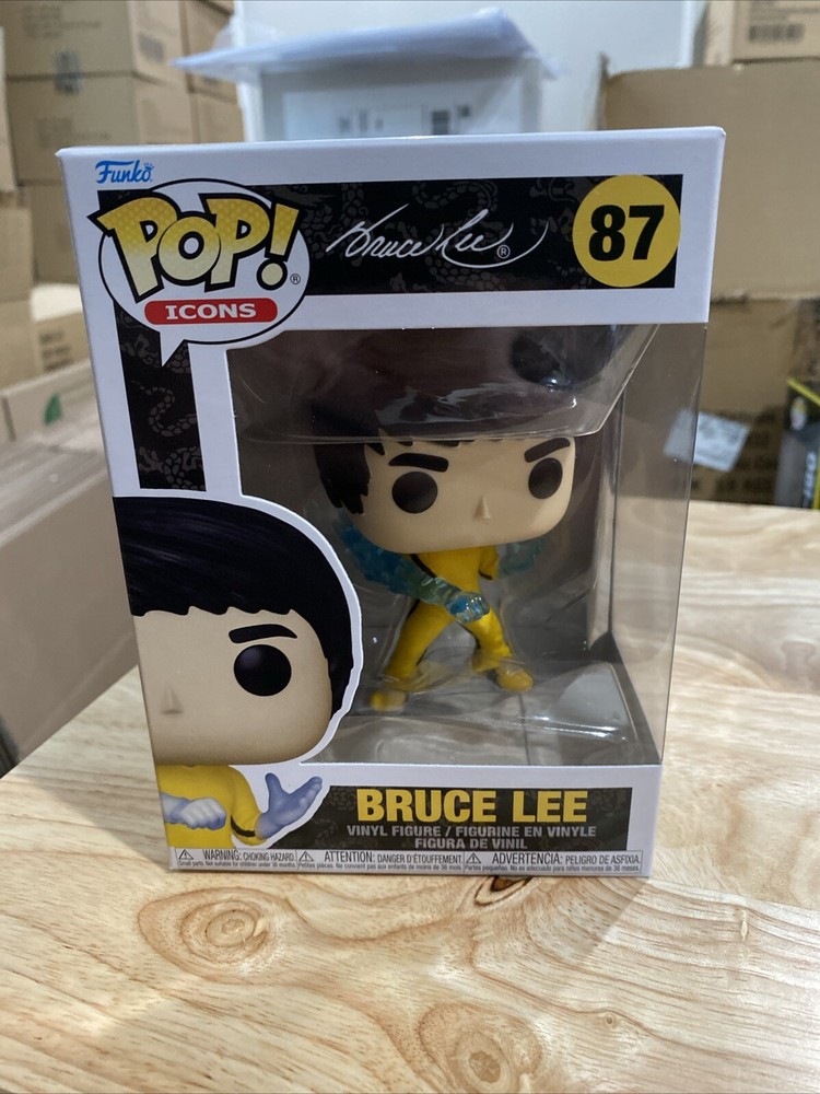 Funko Pop Icons Bruce Lee (Game of Death) Yellow Tracksuit Figure “Be Water”