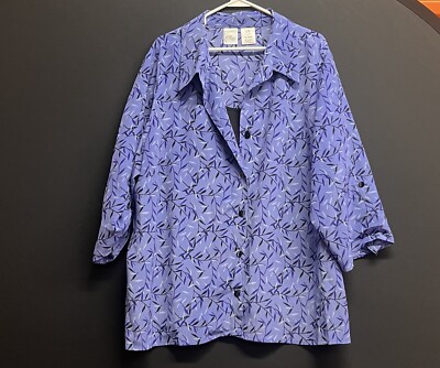 JMS Plus sz 4X Printed 3/4 Sleeves Printed Button up Multi attached tank NWOT