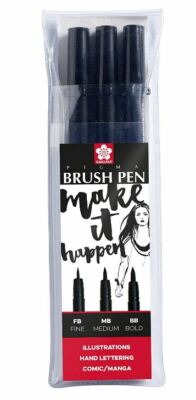 SAKURA Pinselstift PIGMA BRUSH 3er Etui schwarz Handlettering Comics Illustratio