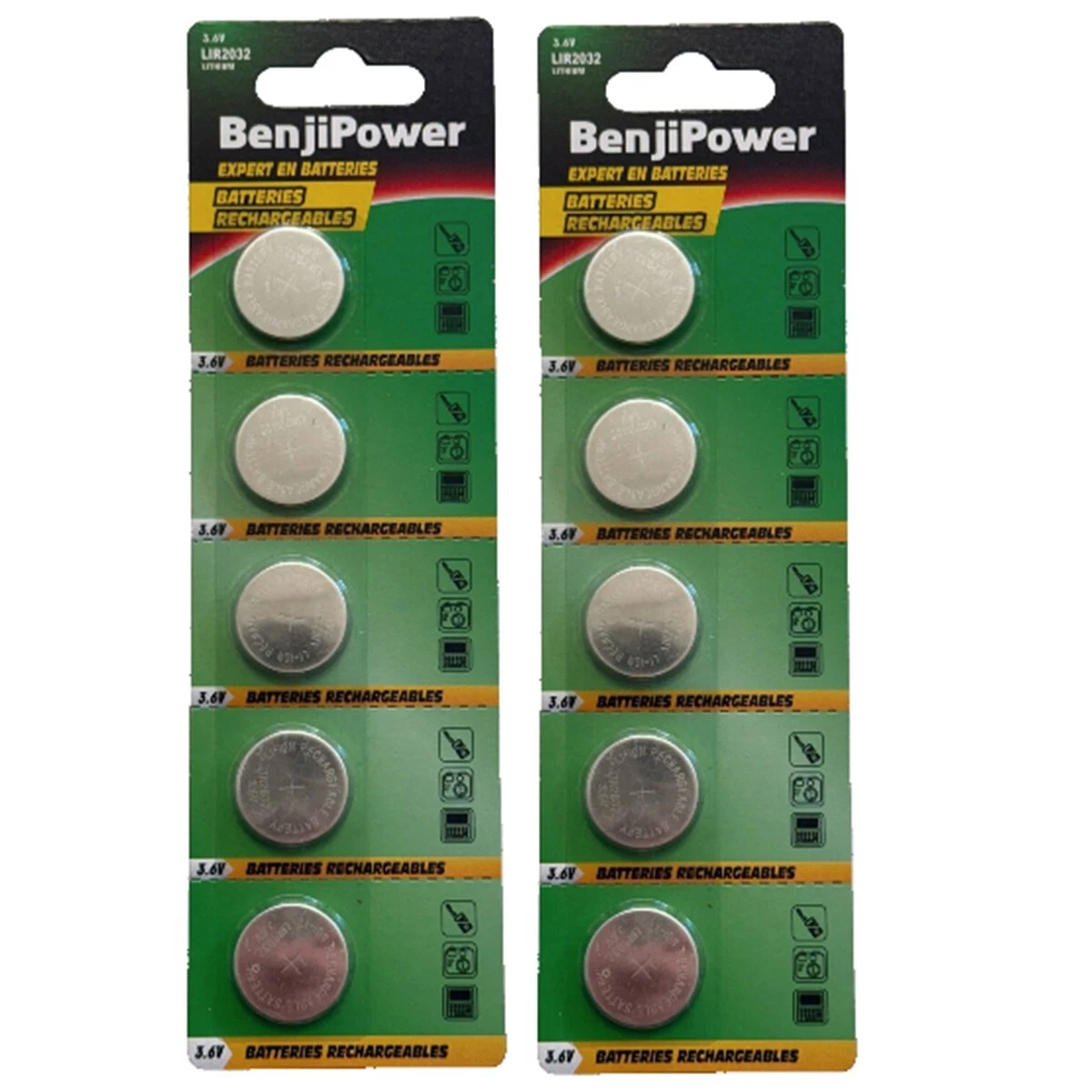 2-50 pièces LIR2032 batterie au Lithium Rechargeable 2032 charge peut remplacer 3.6 v 40mAH CR2032 pour montres pile bouton  44