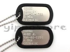 JOHN RAMBO Military Stainless Steel Costume Dog Tag Set