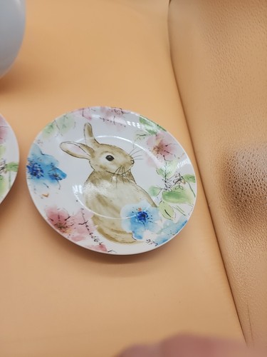 4 Bastia 222 Fifth Spring Easter Bunny Rabbit Plates 6 3/8” Appetizer Dessert - Picture 6 of 8