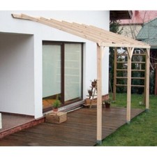 Pergola Addossata in Legno 3x5 Gazebo Giardino Tettoia Senza Copertura