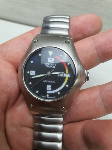 Vintage Japan Orient Watch Wristwatch Automatic MECANETIC N19028-00CS Military - Picture 15 of 22