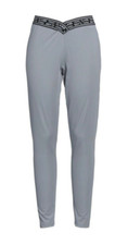 ROBERTO CAVALLI CLASS V-Waist ​Logo Leggings Grey-Adorned w/Black & White Trim M