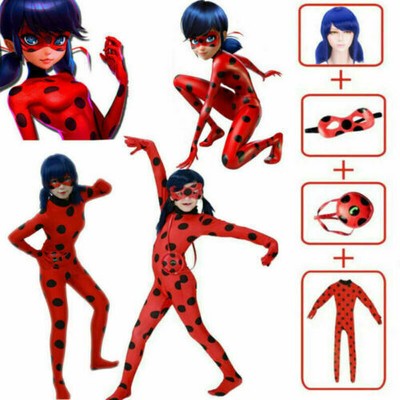 Kinder Mädchen Karneval Overall Set Ladybird Ladybug Kostüm Perück Cosplay Neue