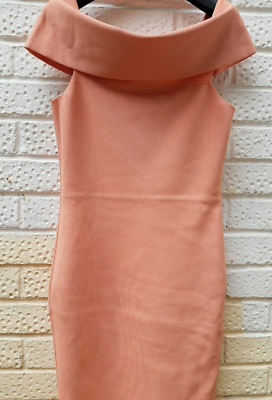 ALEXANDER WANG Off Shoulder Bardot Stretch Dress L 12-14 Salmon Pink Peach  NEW | eBay