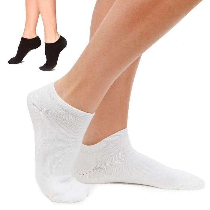 Womens BLACK WHITE Performance Trainer Low cut Cotton Teen Girls Ankles  SOCKS