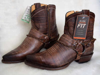 Roper SELAH Harness Leather Brown Boots Women's Size 8 Snip Toe Shorty, NEW