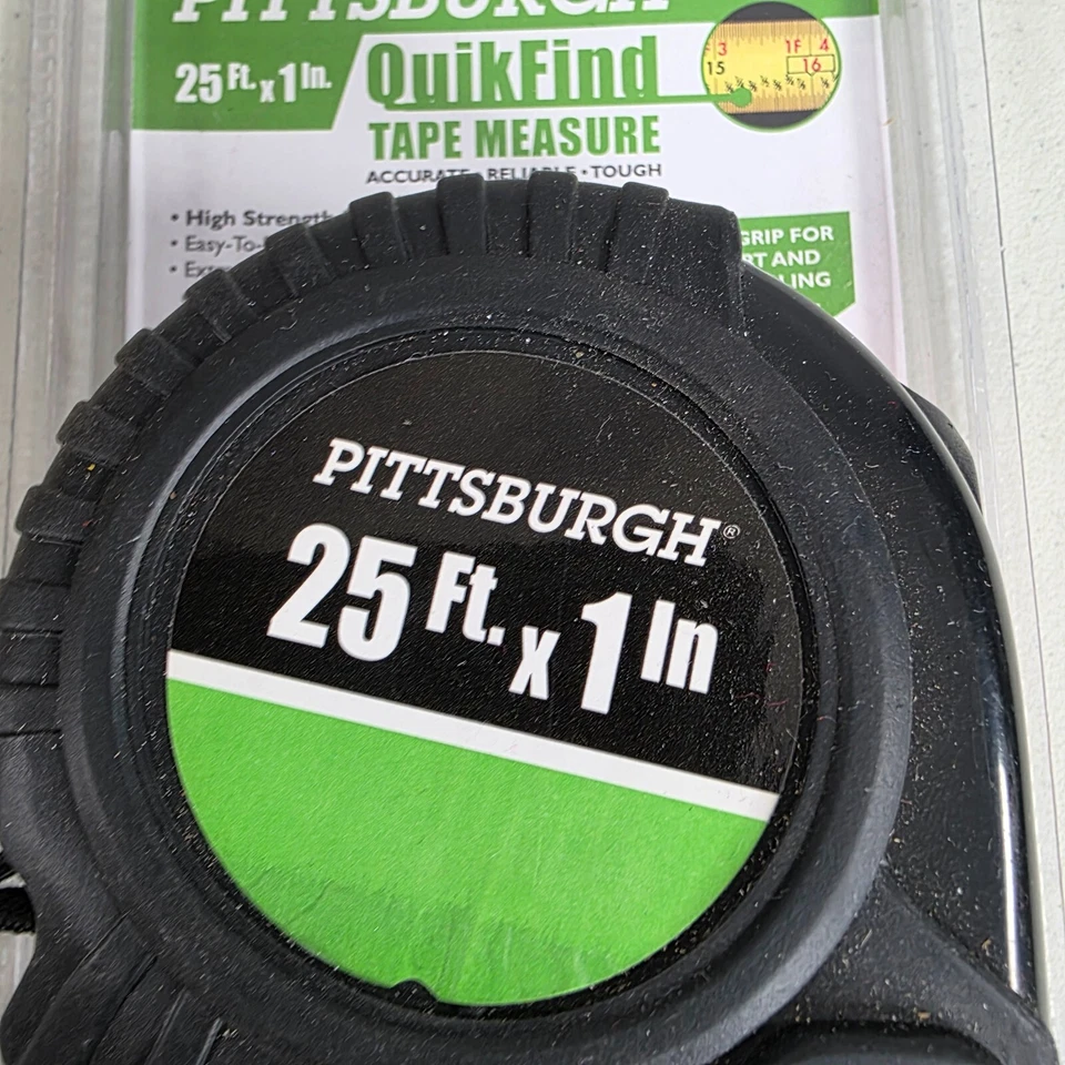 Pittsburgh Tape Measure NEW Quik Find 25ft x 1" ABS Rubber Grip Heavy Duty Tool - Image 2 of 4