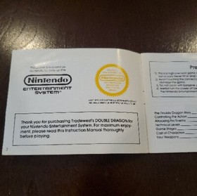 Original Nintendo NES Instruction Manual Only Double Dragon Book