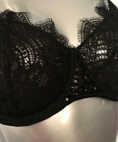 Victoria's Secret Dream Angels Sequin & Lace Black Uplift Unlined Bra 34D