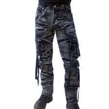 Grau-Schwarze lange Batik Hose für Herren von Lucyfire