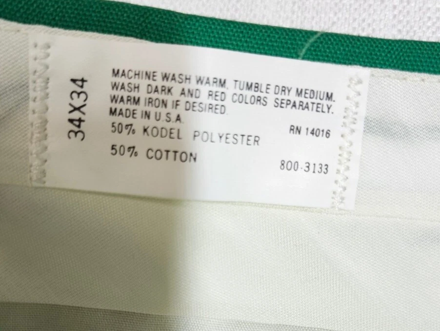 Vintage NWT 1970 1980 Lee Polyester Cotton Green Pants Made In USA New NOS 34x34 - Image 4 of 4