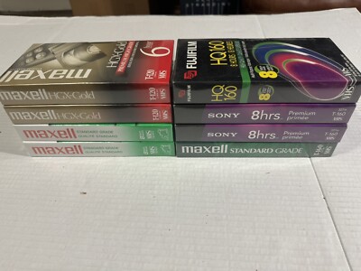Blank VHS Tapes Lot Of 8 New Sealed Maxwell, Sony, Fuji