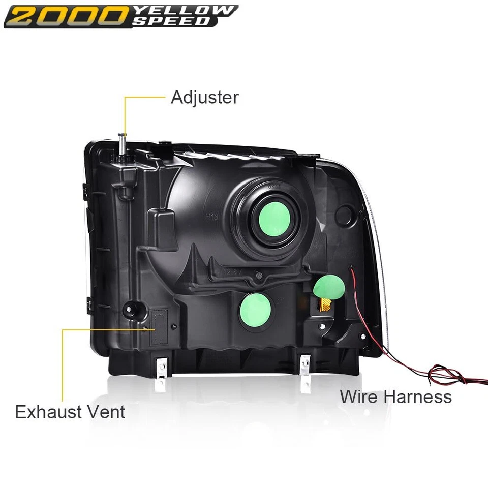 LED DRL Clear/Black Headlights Fit For 05-07 Ford F250 F350 F450 F550 Super Duty Foto 4 de 4