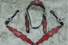 Horse Show Saddle Tack Western Leather Headstall Breast Collar