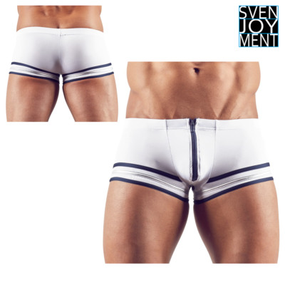 Svenjoyment Sexy Pants Men's White Sailor Style Front Zip Boxer Panties
