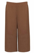 WOMENS 3/4 ELASTICATED CULOTTES LADIES WIDE LEG STRETCH SHORTS PALAZZO UK 8-26