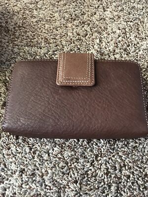 ROLFS Leather Wallet Checkbook Organizer Clutch Purse 3 Zipper ￼compartments