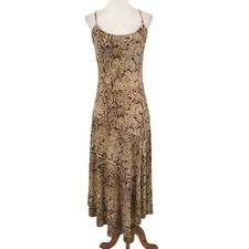 Nine West Womens Dress 2 Brown Sleeveless Pullover Shelf Bra Snake Animal Print