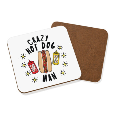 Crazy Hot Dog Mann Sterne Untersetzer Getränke Matte Fast Food Lustig Witz Chili