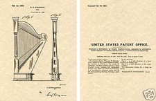 1923 STOUGHTON HARP US PATENT Art Print READY TO FRAME String Instrument