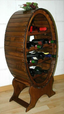 Massivholz Weinregal 14 Flaschen braun nußbaum kolonial Wein schrank Bar regal - Bild 1 von 4