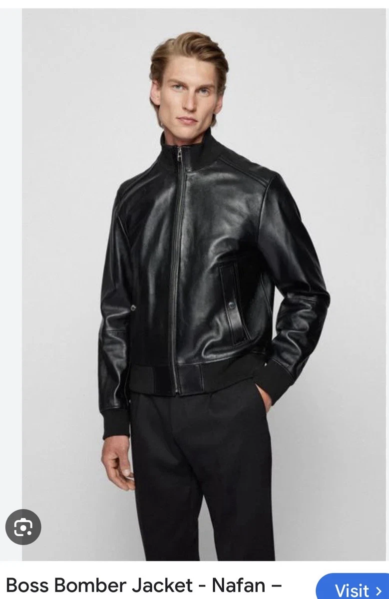 HUGO BOSS Leather Outer Shell Blue Coats, Jackets & Vests for Men