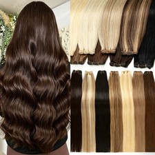 100 Real Human Weft Hair Extensions Thick Bundle Weave Remy Highlight Blonde100g