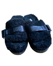 UGG Fluffita Platform Slippers Sandals Black Women's 6 Cozy Shearling Wool