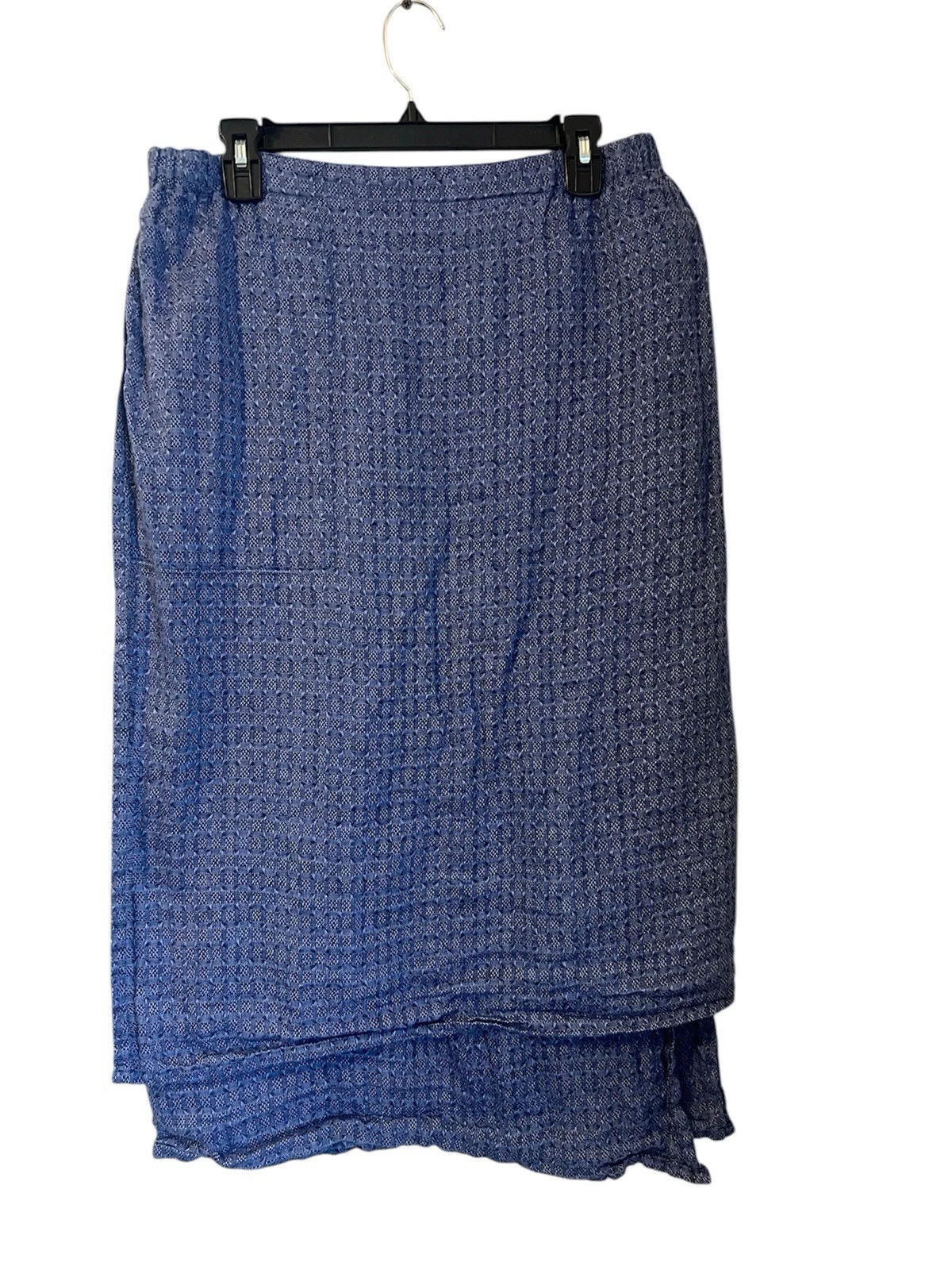 Flax Linen Scarf Skirt Women’s S (6-10) Purple/Blue Midi Pull On Art Lagenlook