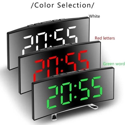 Kreative gebogene LED-Uhr, großer Bildschirm, Batterie/Stecker, Wecker für Schül