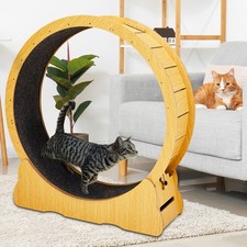 Cat Exercise Wheel 39.4" Large Cat Treadmill Wheel for Indoor Cats Wood Color UK