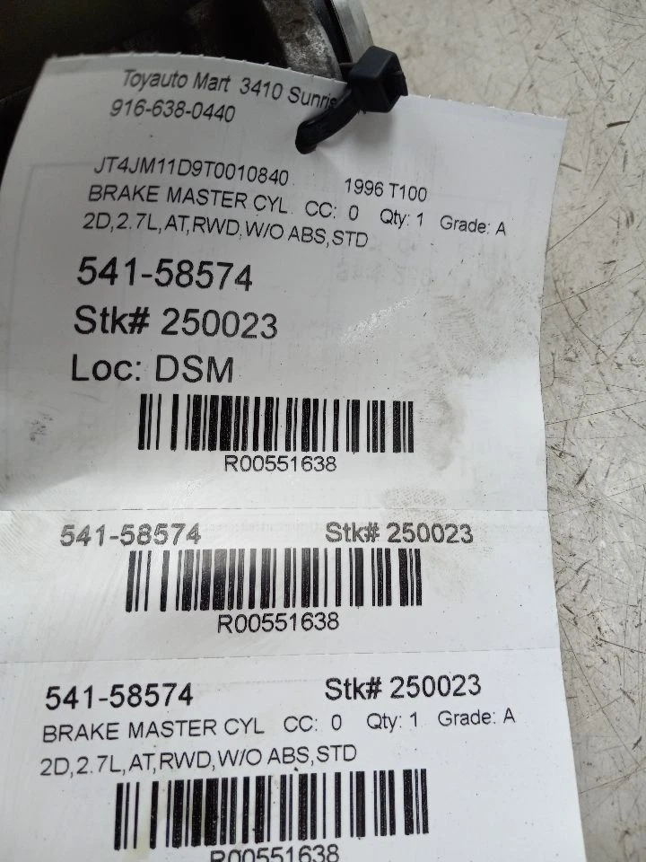 95 96 97 98 TOYOTA T100 2,7 L FRENO CILINDRO MAESTRO SIN ABS Foto 4 de 4