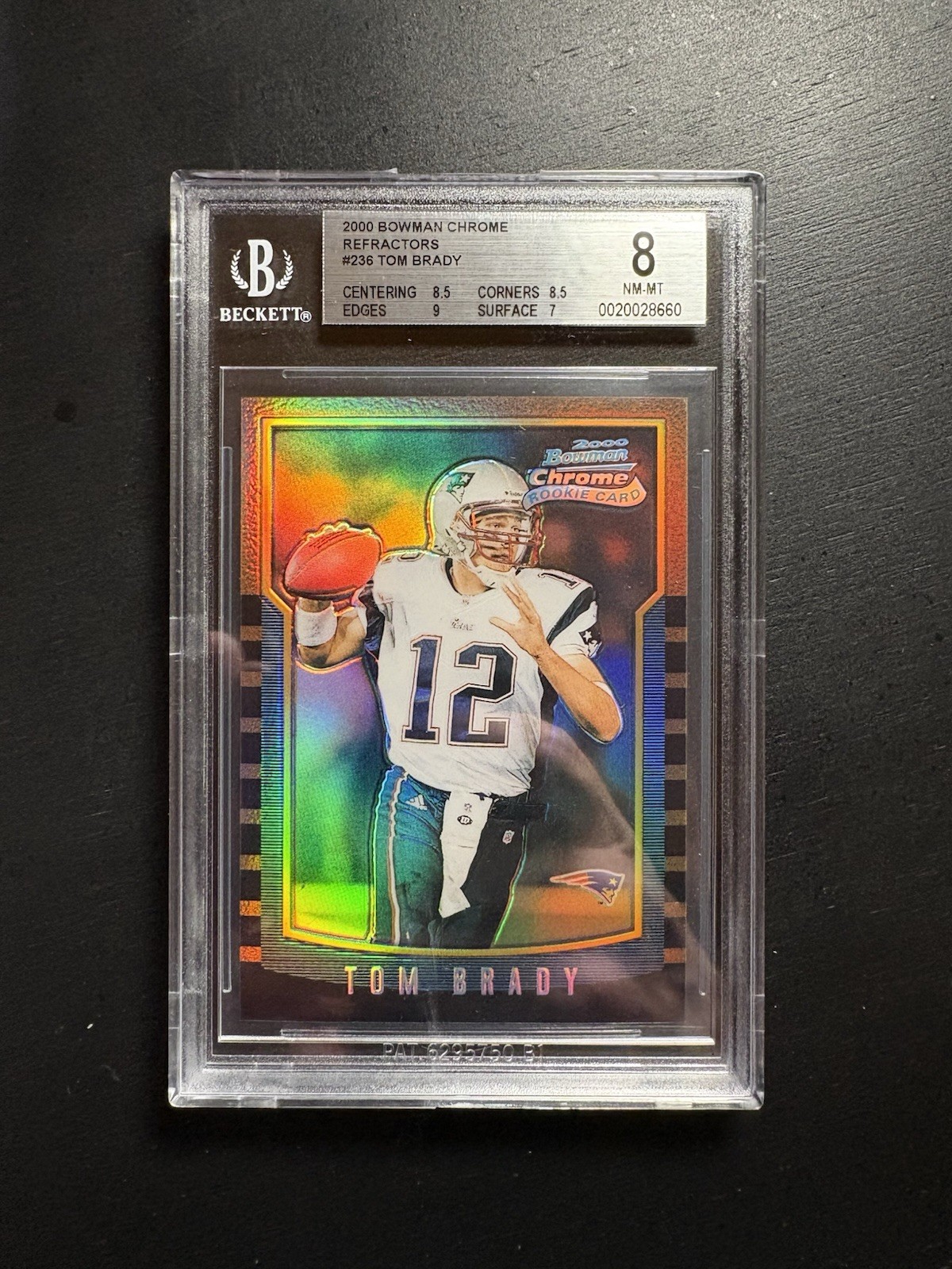 2000 TOM BRADY Bowman Chrome #236 Refractor ROOKIE RC New BGS 8 RARE Looks Nicer