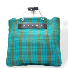 Marni Tote Bag GRN Check Flower Cafe Turquois...