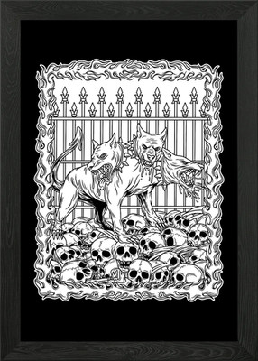 Cerberus Illustration Brandneu Gerahmtes Wandbild Poster Leinwanddruck Bild
