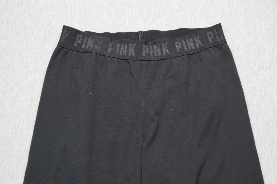Victorias Secret Pink Leggings Womens Extra Small Black Yoga Cotton 27 Inseam - Image 3 of 4