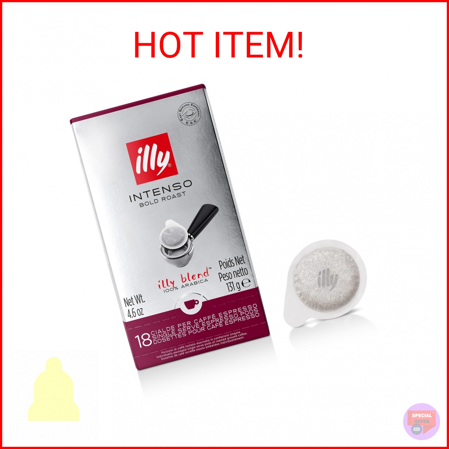 illy E.S.E. Coffee - Single-Serve Capsules & Pods - Intenso Dark Roast - Notes O