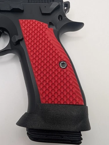 CZ Shadow 2 SP01 Matte Red Grips W/ Magwell Works W/ All Base Plates!