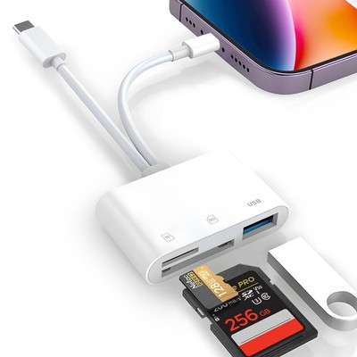 Denlane SD Card Reader for iPhone iPad Mac, Digital Camera 3 Slot, White