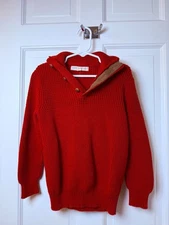 Hope & Henry Youth Boy's Red Sweater wth Elbow Pads and Wooden Buttons SZ S