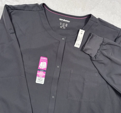 Scrubstar Warm Up Scrub Jacket Women 3XL Pewter Gray Stretch Medical Long Sleeve - product listing photo