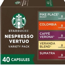 Starbucks by Nespresso Vertuo Coffee Pods, 40 Ct, Mixed Roasts, 7.8 oz