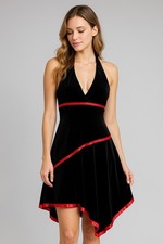 Taboo Vintage Y2K Black & Red Halter Sleeveless Dress Sz M Vamp Dark Romance